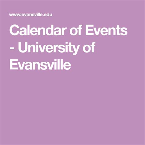 University Of Evansville Calendar